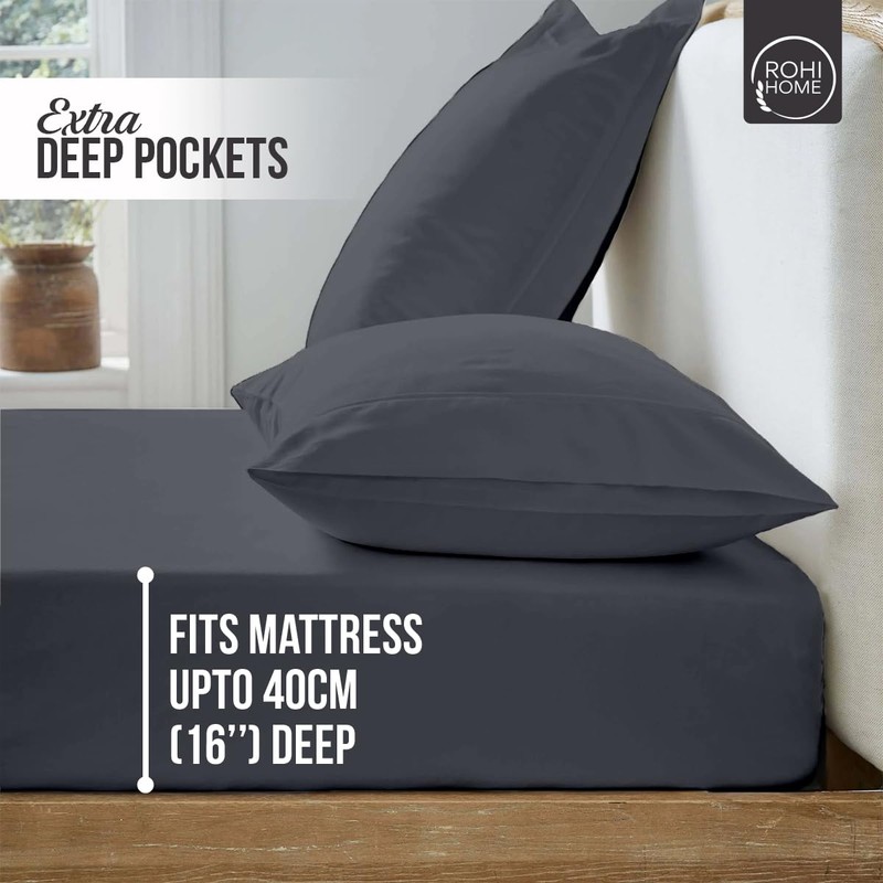 Rohi ANTI ALLERGY, 16" EXTRA DEEP Double Fitted Sheets, Choice
