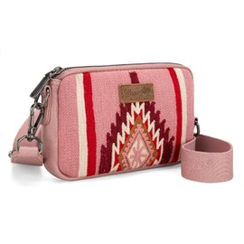 Wrangler Mini Crossbody Purse for Women Western Aztec Clutch Designer Tapestry Shoulder Handbags, Pink, One Size