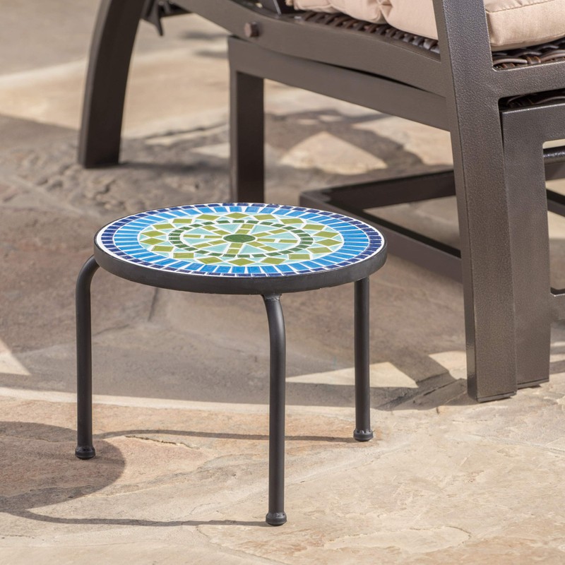 Christopher Knight Home Iris Outdoor Ceramic Tile Side Table with