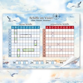 TOBJA Ships Sinking Game - A4 Pad with 50 Sheets: The Classic Game in Fresh Design | Extra Large Font for Seniors | Game 2 People (Pad 50 Sheets)