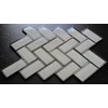 White Glass Mirror Beveled Herringbone 2'' x 4'' Tile Kitchen