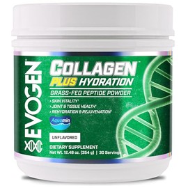 Evogen Collagen Plus Hydration - Colágeno alimentado con pasto para mujeres y hombres | Péptidos de colágeno en polvo | Colágeno en polvo que apoya la vitalidad de la piel, hidratación, salud de las articulaciones y los tejidos | Sin sabor | 30 porciones
