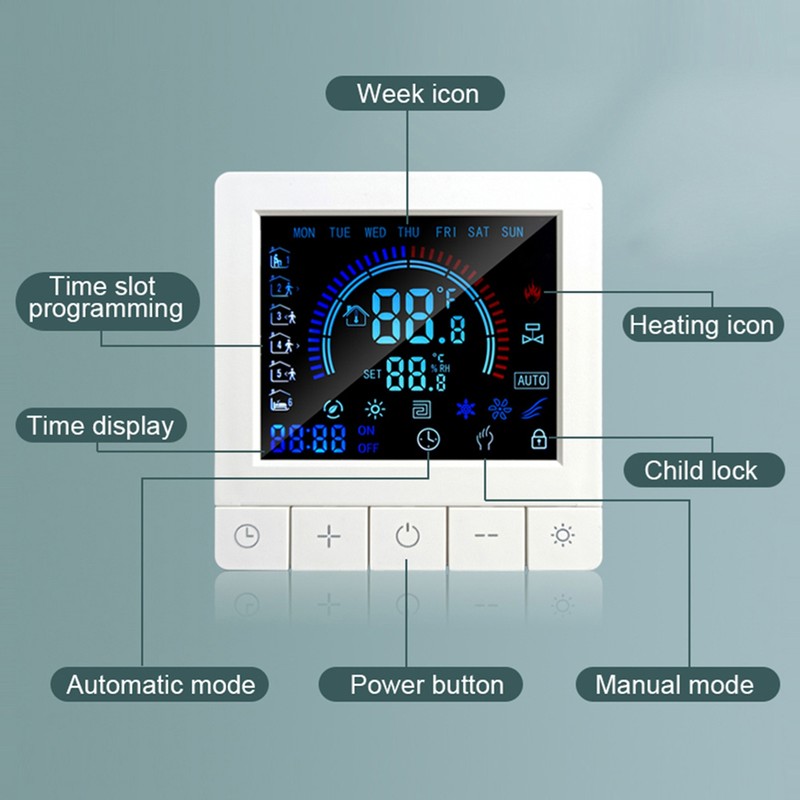 Programmable Digital Thermostat with Child Lock LCD Display NTC Sensor