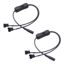 ThtRht 2 Pack DC Plug to PWM Fan Power Cable with ON OFF Switch DC 5.5mm x 2.1mm to 4 Pin 3 Pin PC Fan Adapter Splitter Connector for 12V Fan Power Supply Computer Fan Speed Controller Router Receiver