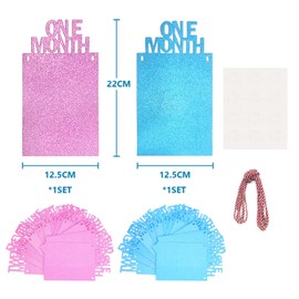 1st Birthday Baby Photo Banner, Party Decoration Photo Banner, Bunting Garland 1 to 12 Months, First Birthday Party Decoration (Blue)