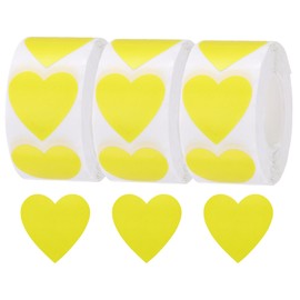 MECCANIXITY 1500 Labels Yellow Heart Stickers 1 Inch Heart Shaped Sticker Labels Self-Adhesive Cute Decals for Envelope Valentine's Day Scrapbook Award Charts (3 Rolls, 500 Labels Per Roll)