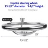 Stainless Steel Boat Steering Wheel 3 Spoke 13-1/2" Dia, with