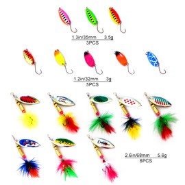 Trout Spoon Set, Artificial Bait Spinner Blinker Set, Fishing Bait 16 Pieces, Fishing Accessories for Pike, Zander, Perch, Trout, with Box (C)