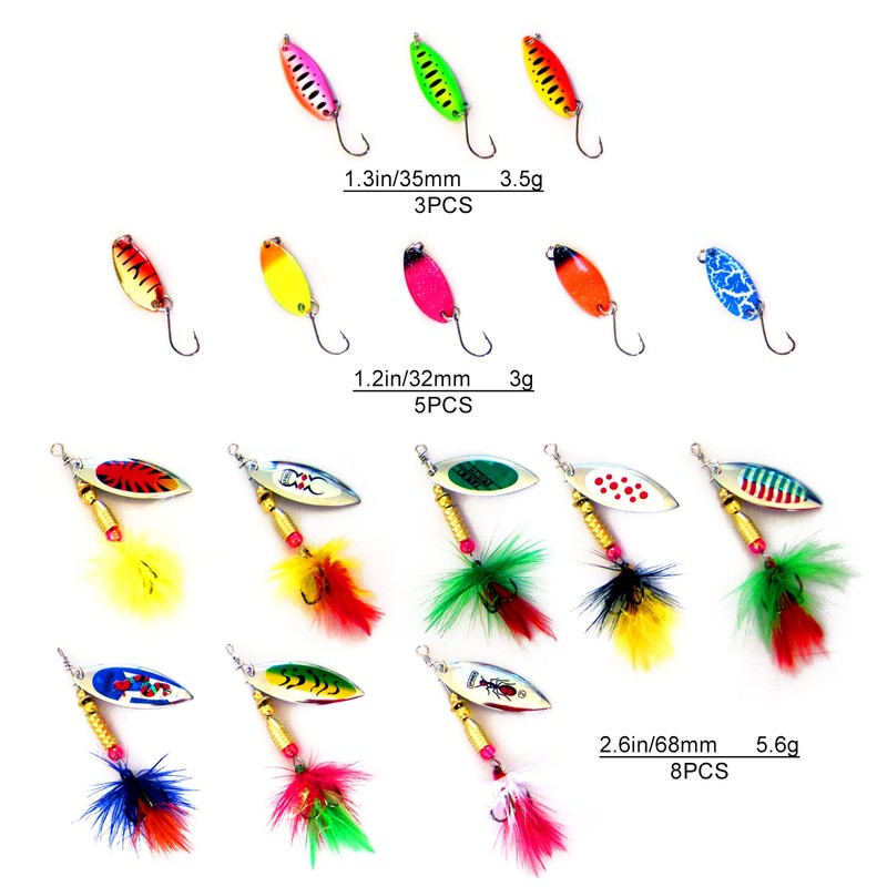 Trout Spoon Set, Artificial Bait Spinner Blinker Set, Fishing Bait