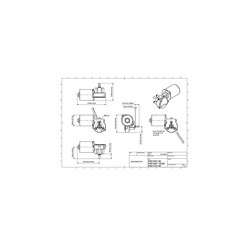 Makermotor 3/8" D Shaft 24V DC Reversible Electric Gear Motor