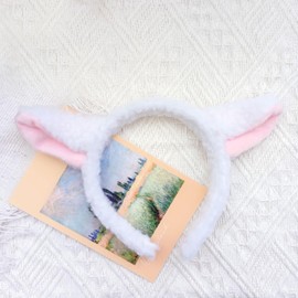 HIXNUG 2Pcs Lamb Ears Headband White and Pink Animal Headband Cartoon Animal Costume Accessories for Adults Kids