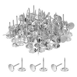 sourcing map Upholstery Tacks for Furniture, 7/16 Inch (11 x 17 Mm) Metal Round Black Thumb Tacks for Wall Decorative Upholstery Nails DIY Project Home Decor (Silver, Pack of 220)