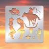 BENECREAT 6x6" Western Cowboy Pattern Stainless Steel Stencils, Reusable Creative