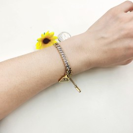 Oneress Triangular Mustard Seed Bracelet – Exquisite Stainless Steel Chain & Rectangular AAA+ Cubic Zirconia, Adjustable Jewelry for Everyday Wear, Perfect Faith Gift for Women - YA4337