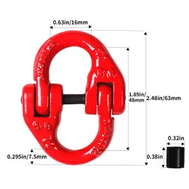 QFhuahang G80Alloy Steel Hammerlock Coupling Link Connecting Link , 1/4", Red Painted, 2645 lbs Working Load Limit, 2 Pack