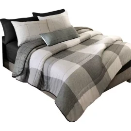 Vianney Jgo De Edredon Mat Xl / Qs Gales Gris Vianney Fundas Y Cojín