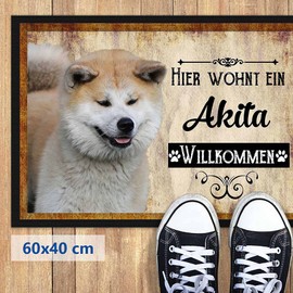 PR Print Royal Doormat Pets with Dog Picture Akita - Gift Idea for Dog Lovers and Dog Owners - Size 60 x 40 cm