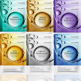 FANYANKOU Bio-Active Sheet Mask Set (12 Pack) – Advanced Formulation K-Beauty Skincare – Hydrating, Brightening & Anti-Aging Face Masks with Collagen, Snail Mucin, Retinol, Hyaluronic Acid, Vitamin C, Niacinamide – Sensitive Skin, Vegan, Cruelty-Free, Fr