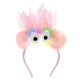 Foryysa Funny Monster Headband Light up Silly Hairband Quirky Plush Costume Headwear (Dark Pink, M)