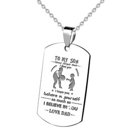 ATDMEI To My Son Never Forget That I Love You Pendant Necklace for Men Stainless Steel Jewelry