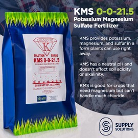 KMS 0-0-21.5 (Potassium Magnesium Sulfate) Fertilizer - Plant Food - The Best for Low Magnesium Soils Prone to Nutrient Loss - Ideal for Lawns, Garden, Vegetable, and Fruit Crops (25 Pounds)
