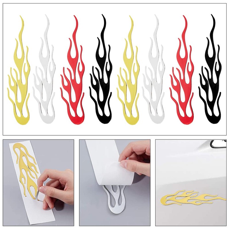 8Pcs 4 Colors Flame Car Stickers Flame Reflective Sticker Car