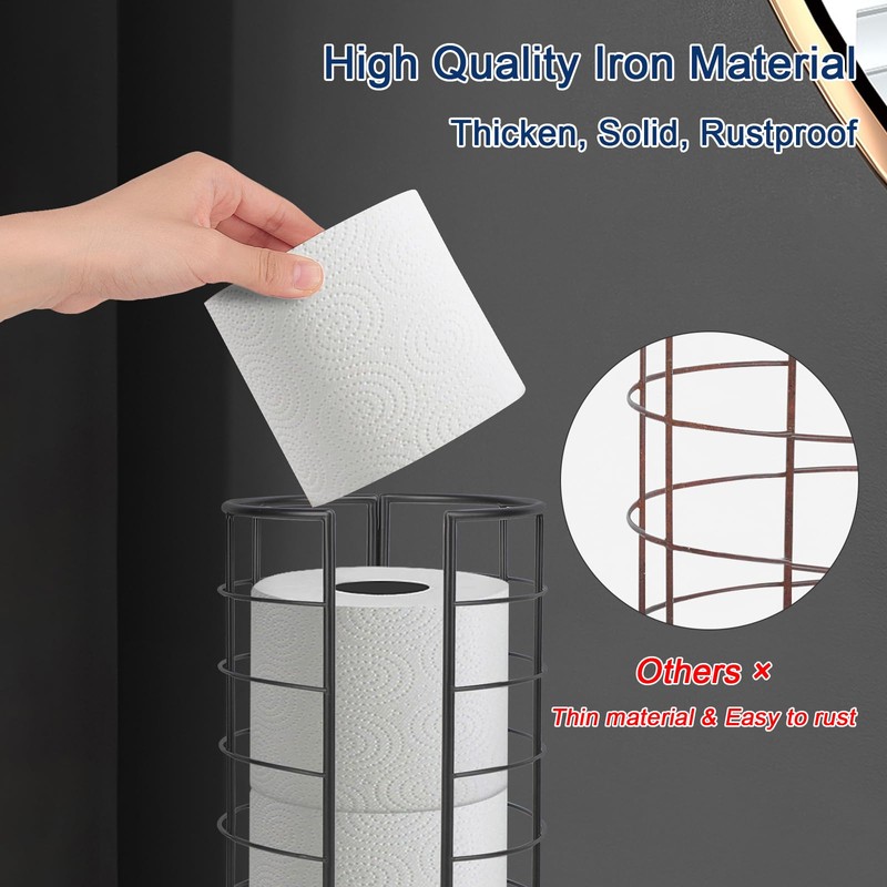 NearMoon Toilet Paper Organizer Stand, Freestanding 3 Rolls Tissue Storage,