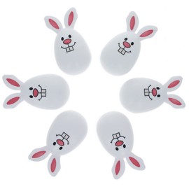 Whimsical Easter Delight: Set of 6 White Smiling Bunny Plastic Easter Eggs