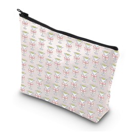 MYSOMY Dirty Martini Lover Gift Coquette Dirty Martini Pink Bow Makeup Bag Martini Cocktail Cosmetic Bag Coquette Gift (Martini bag)