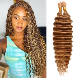 Boho Braids Human Hair Extensions for Braiding Human Braiding Hair for Boho Braids Human Hair Bundles Deep Wave Bundles Human Hair for Braiding No Weft 16 inch