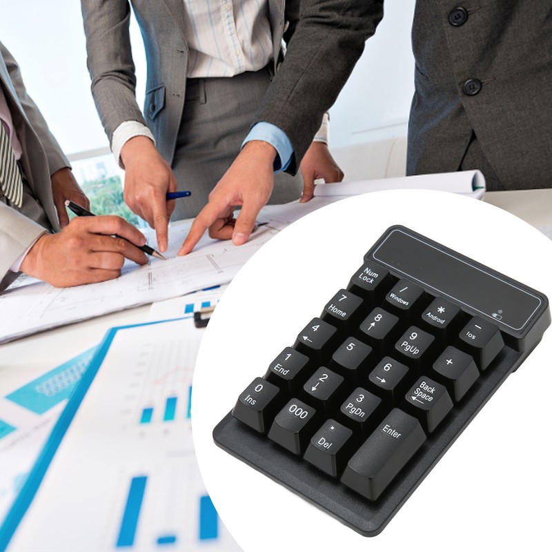 Wireless Number Pad Black 19 U Shaped Keys BT4.0 Battery