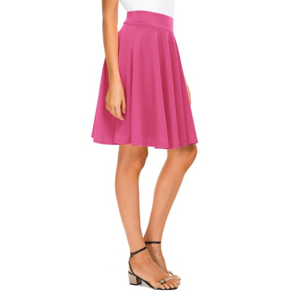 Urban CoCo Women's Basic Midi Skirt Versatile Stretchy Flared Casual