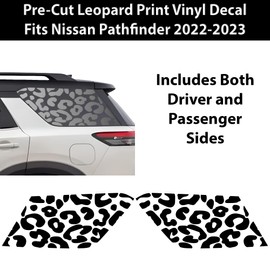 BOGAR TECH DESIGNS Precut Quarter Window Animal Leopard Print Vinyl Decal Stickers Compatible with Nissan Pathfinder 2022 2023, Matte Black