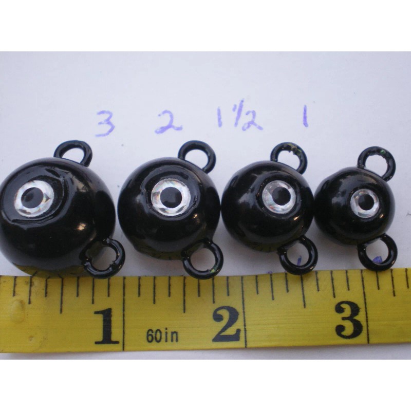 Unbranded 25 PCS. FLUKE EAR BALL JIGS 1 OZ. BLACK