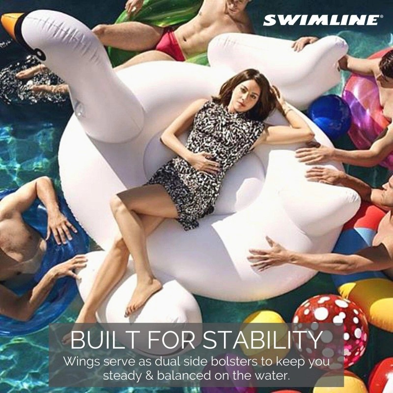 SWIMLINE ORIGINAL 90621 Giant Inflatable Swan Pool Float Floatie Ride-On