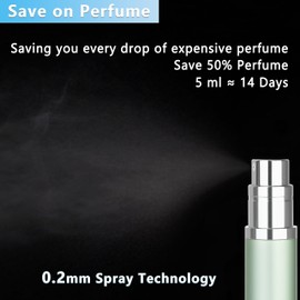Qavhun Refillable Perfume Atomizer Travel Bottle 5ml Leakproof Luxury Travel Perfume Refillable Bottle, Portable Fragrance Atomiser (Light Green)
