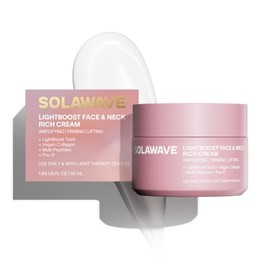 Solawave LightBoost Crema rica para cara y cuello | Aumenta los efectos de la terapia de luz roja | Hidratante diario antienvejecimiento y reafirmante de la piel | Reduce la apariencia de líneas finas