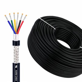 LINKSQ UL2464 10FT 20 Gauge 6 Conductor AL Shielded Wire, Tinned Copper Core 20 AWG 6 Wires Cable, 20/6 AWG CNC Wire, for CNC VFD Spindle, 3D Printer, Stepper Motor, Signal Transmission, etc.