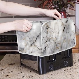NETILGEN 2 Slice Toaster Cover Bread Machine Cover with Top Handle Design Kitchen Small Appliance Cover Dust Protection Stain Resistant Universal Size, Grey White Marble