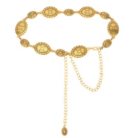 Uintoon Western Belts for Women Metal Concho Gold Waist Belt for Women Fashion Cowgirl Chain Women Belts for Jeans Dress Y2k Belt Body Chain