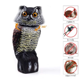 Hedoc Owl Decoy with Rotating Head, Natural Enemy Scarecrow Fake Owls to Scary Birds Away, Bird Control and Deterrent Outdoor Garden Protectors
