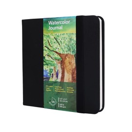 Square Watercolour Sketchbook, 300 g, 25% Cotton, 14 x 14 cm, 24 Sheets, 48 Pages, Fine Grain, Acid Free, Watercolour Book, Artist Paper, Watercolour Paper Pad, Ideal for Watercolour, Ink, Acrylic,