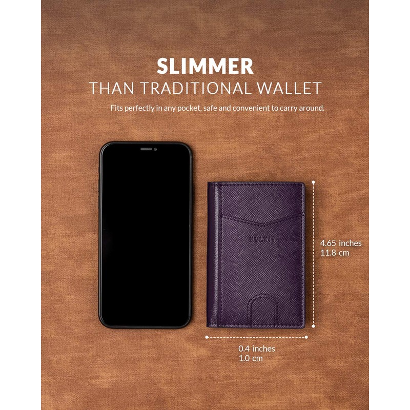 VULKIT Credit Card Holder RFID Blocking Slim Leather Wallet Anti
