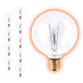 15 Watt G16 Globe Light Bulbs | Clear Finish Candelabra E12 Base 2700K Soft White | Dimmable 15W 200 Lumens | Ideal Vanity Light Bulbs | Incandescent 10 Pack by GoodBulb