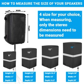 Speaker Cover for 8-15" inch Powered Speaker Mounted on Stand, Outdoor Waterproof Speaker Cover with Adjustable Drawstring, Dustproof & UV Protection (15")