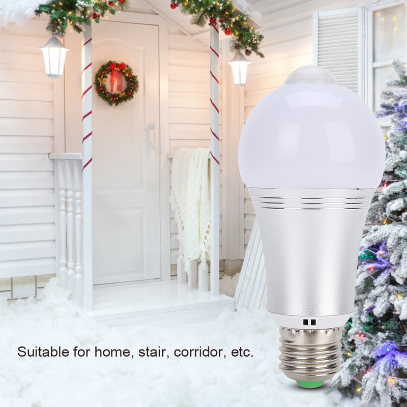 E27 7W Human Body Induction Bulb Light LED Motion Sensor