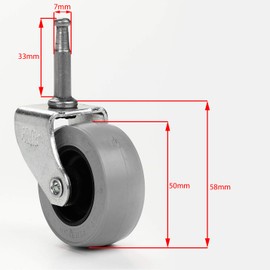 British Manufactured - 4 Castor Wheels | 50mm Peg Castor with Socket for 3/8 inch Hole in Wood for Furniture, Appliances, Trolleys with Soft Tread Quiet Wheel