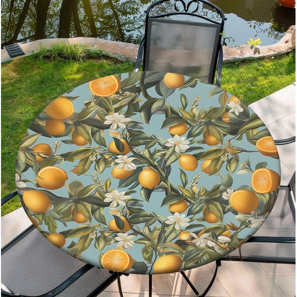 Yesad Round Table Cloth for Holiday, Waterproof Tablecloth Elastic Edge