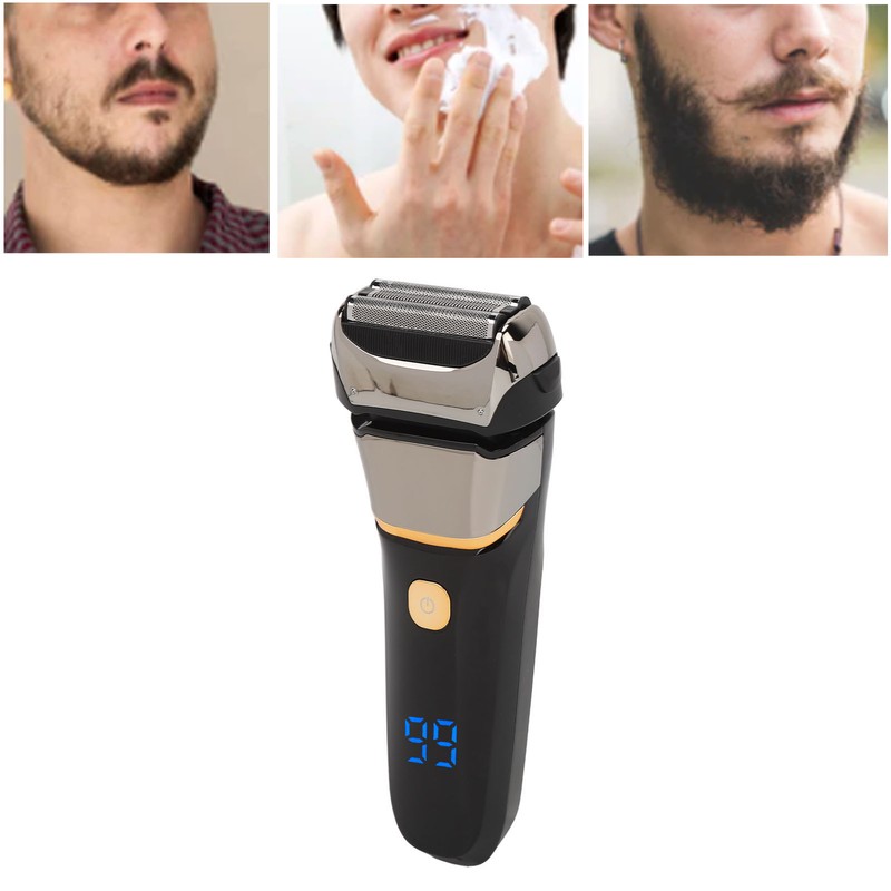 Men Cordless Electric Face Shaver Digital Display USB Rechargeable Washable