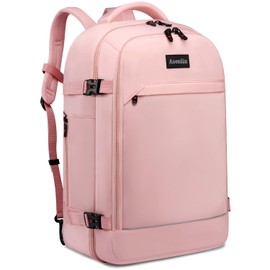 Asenlin 30L Travel Backpack for Women Men,15.6 Inch Laptop Backpack Flight Approved Luggage Carry On Water Resistant for Weekender Overnight Large Daypack PalePink